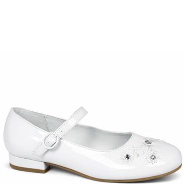 DUBARRY GIRLS STRAP COMMUNION SHOE - WHITE PATENT